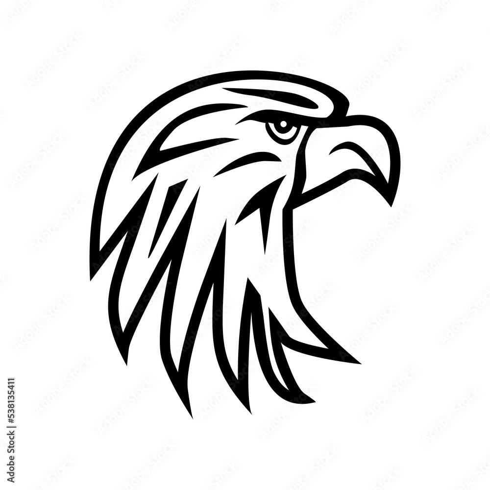 Naklejka premium The eagle icon is black, on a white background.
