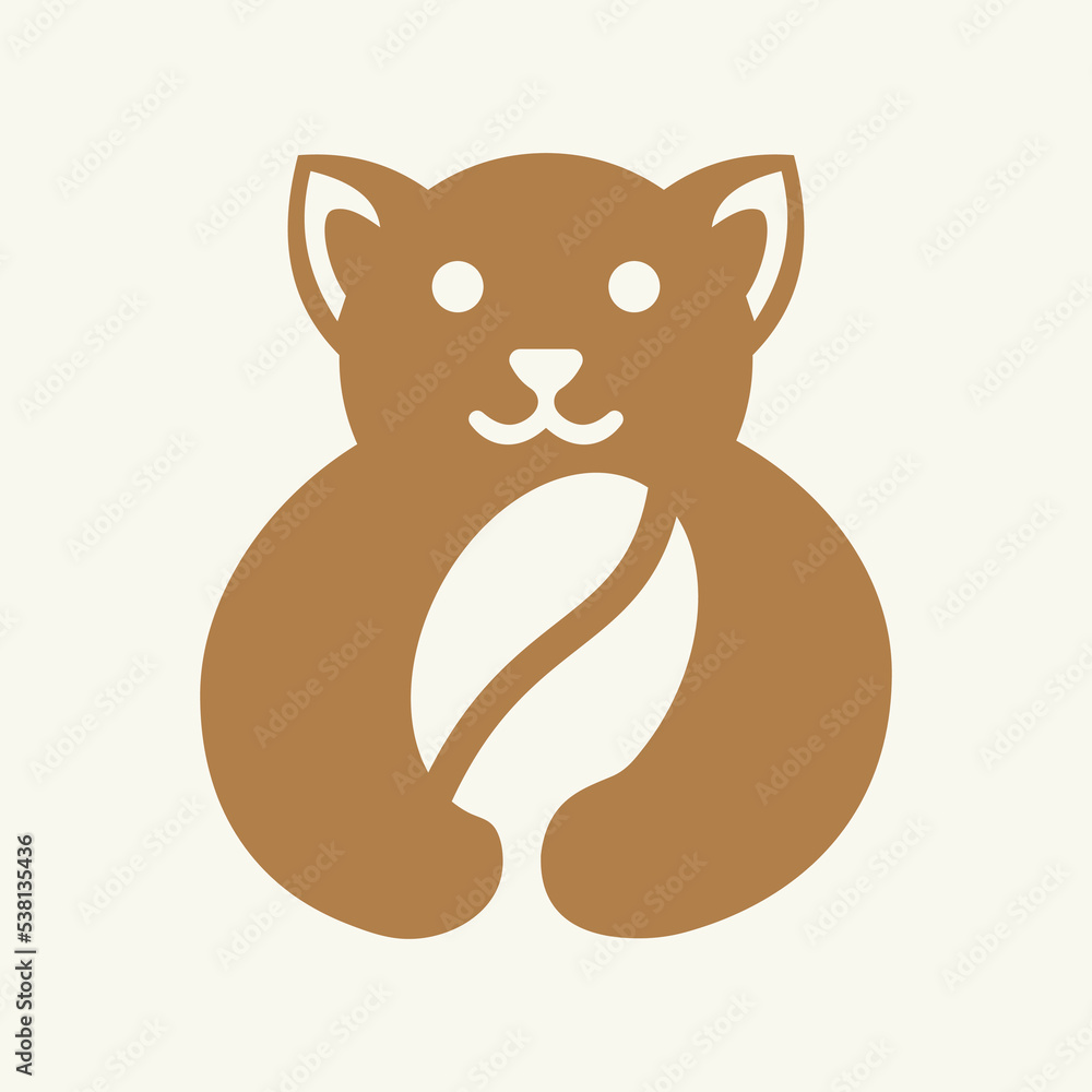 Dog Coffee Logo Negative Space Concept Vector Template. Dog Holding Coffee Symbol Dog Coffee Logo Negative Space Concept Vector Template. Dog Holding Coffee Symbol