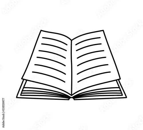 Open book hand drawn with thin line