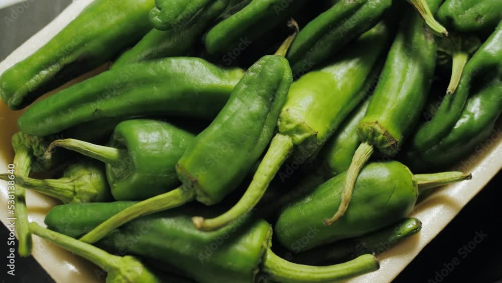 Traditional Spanish patron peppers, green padrons tapas. Traditional Spanish patron peppers, green padrons tapas.