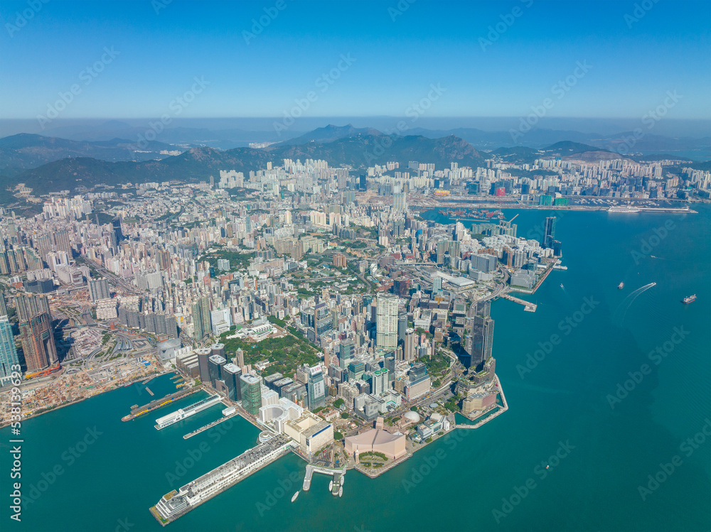 Obraz premium Top view of Hong Kong city