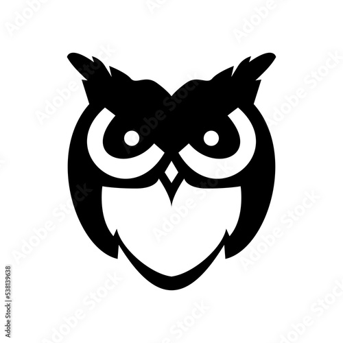 The owl icon is black, on a white background.