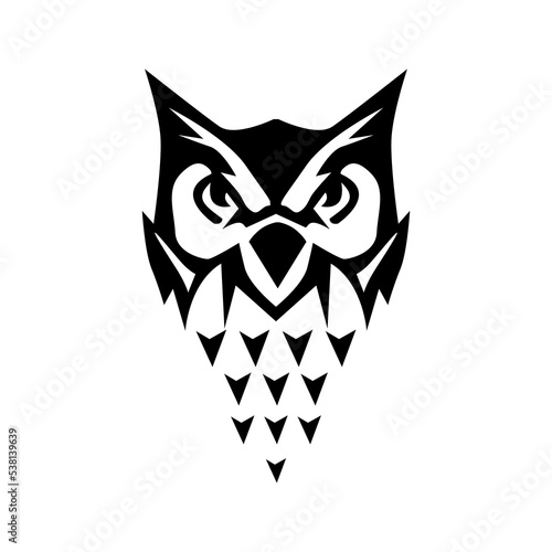 The owl icon is black, on a white background.