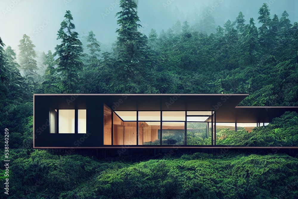 Contemporary Mansion in a natural green forest landscape Contemporary Mansion in a natural green forest landscape
