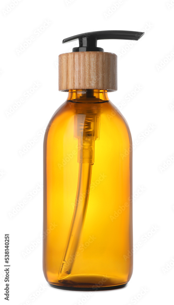 Bottle with dispenser cap isolated on white Bottle with dispenser cap isolated on white