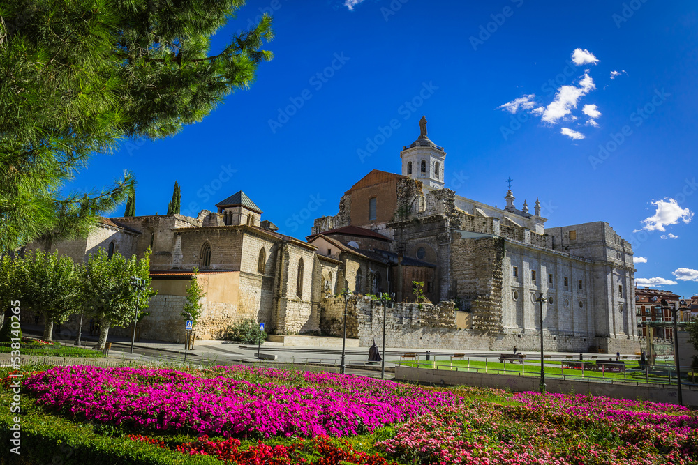 City of Valladolid, Spain. Ciity streets of Valladolid, with the Zorrilla Square, Valladolid Cathedral and St Mary´s Church