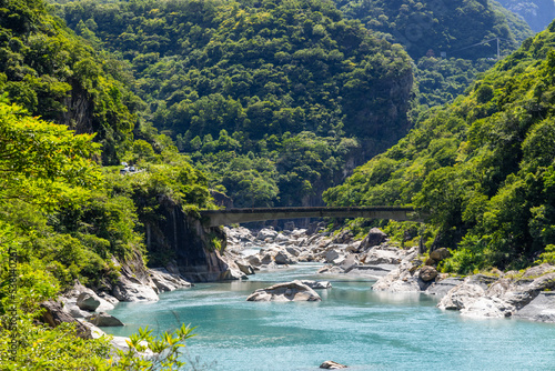 Fototapeta Naklejka Na Ścianę i Meble -  Beautiful landscape with river lake in Taroko National Park in Hualien of Taiwan