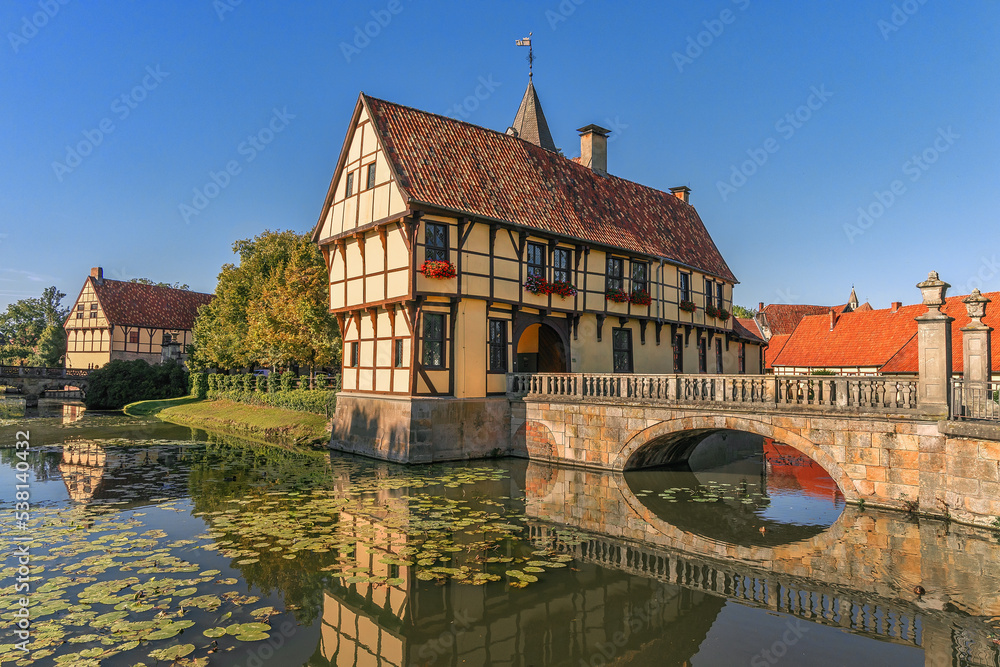Famous view in the town of Steinfurt, North Rhine-Westphalia, Germany