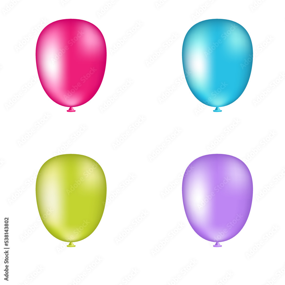 Party colorful balloon icons set. Holiday birthday.