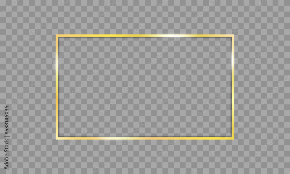 Golden frame on a transparent background. Vector illustration of a