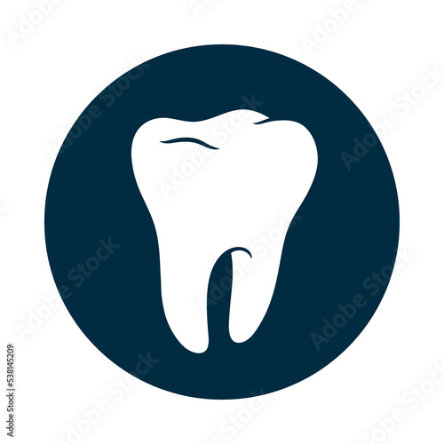 Tooth icon vector illustration in dark circle