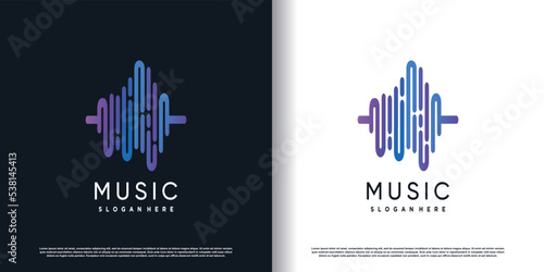 Music logo design icon with creative concept style premium vector