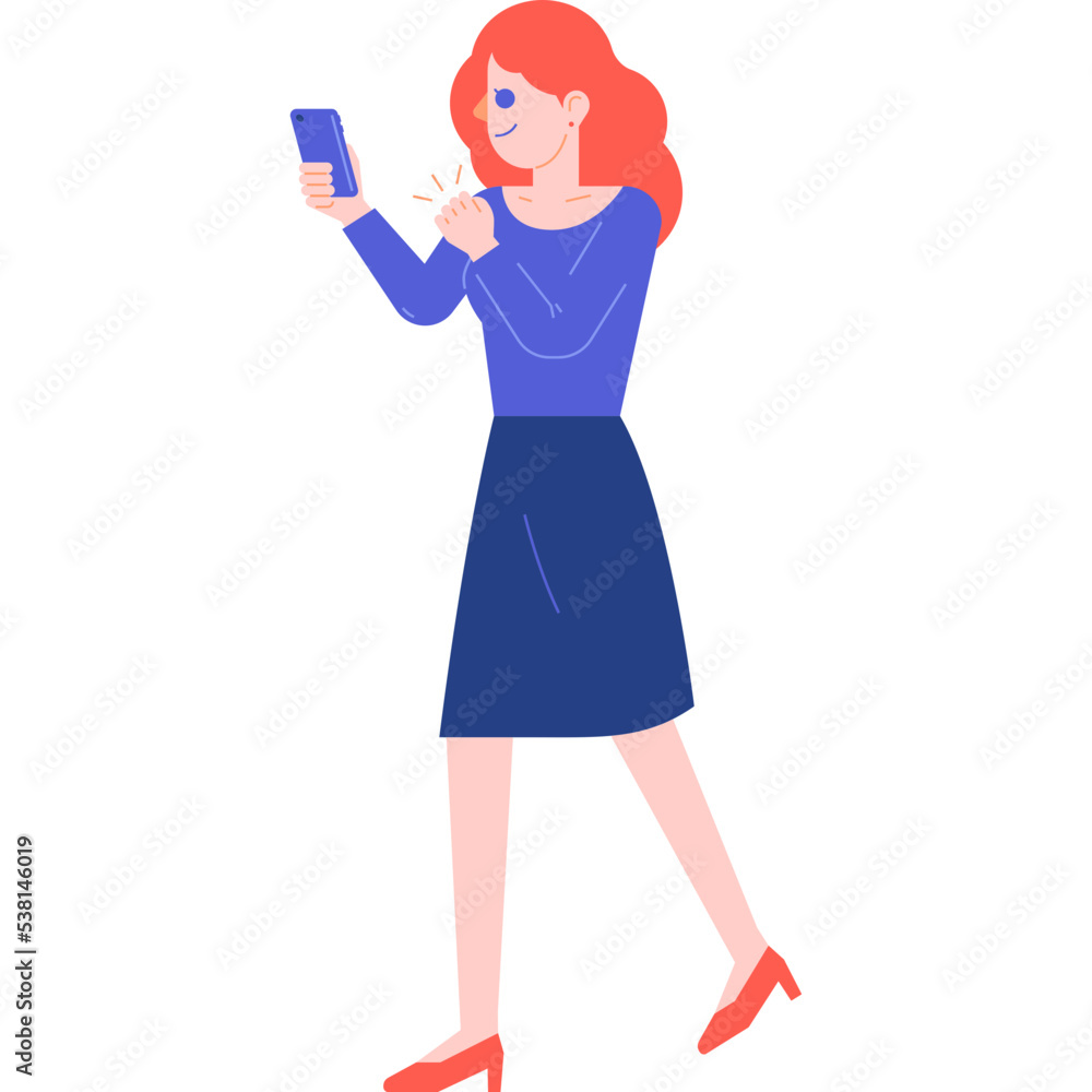 woman with mobile phone happiness flat illustration organic style for website, web, application, presentation, printing, document, poster design, etc. woman with mobile phone happiness flat illustration organic style for website, web, application, presentation, printing, document, poster design, etc.