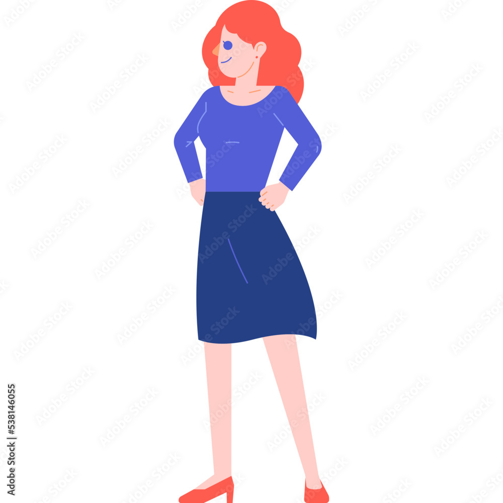 Fototapeta premium woman with self confidence flat illustration organic style for website, web, application, presentation, printing, document, poster design, etc.