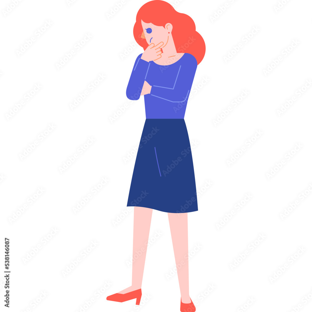 office woman employee standing with thinking idea posing flat illustration organic style for website, web, application, presentation, printing, document, poster design, etc. office woman employee standing with thinking idea posing flat illustration organic style for website, web, application, presentation, printing, document, poster design, etc.