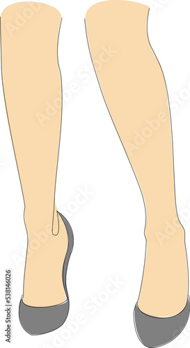 Silhouettes of female legs. Girl in high heels. Lady standing, suitable for sticker, logo. Well-groomed legs, beautiful silky skin. Vector illustration.