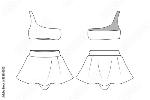 Ladies' swimsuit bra, panty template