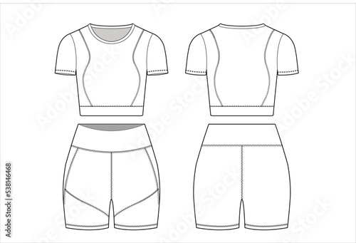 Ladies Gym & Fitness Crop Tops and Shorts Vector Template