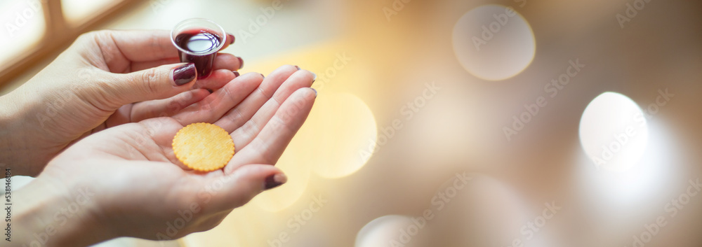 Bread and grape juice Christian ceremony Bread and grape juice Christian ceremony