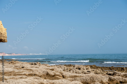 Maria Luisa beach with rock formation in Albufeira  Algarve  Portugal.