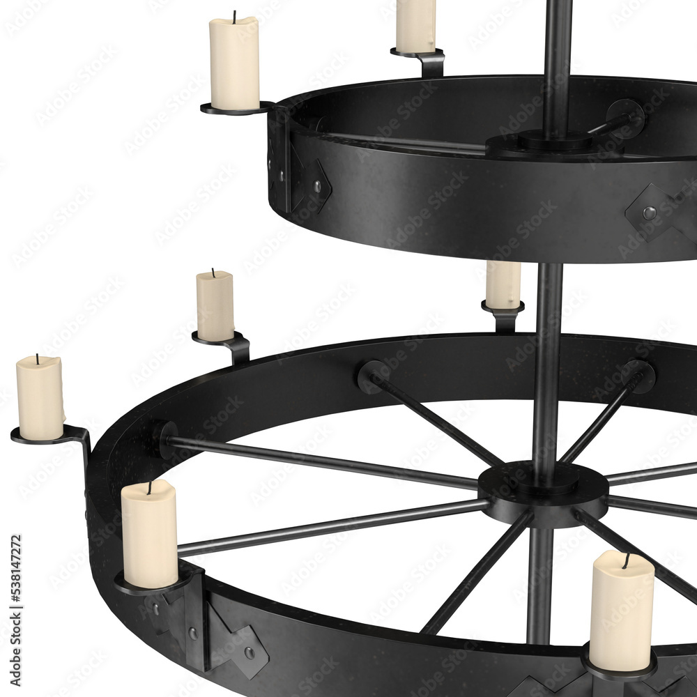 3d rendering illustration of a medieval chandelier