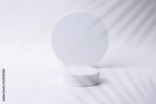 3D circle mockup on with empty white background , Product show concept