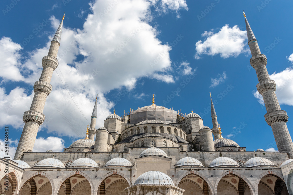 Exterior of the Sultan Ahmed or Blue Mosque in Istanbul, Turkey