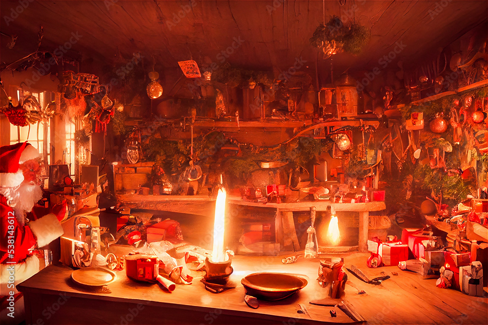 Santas Workshop Stock Illustration Adobe Stock