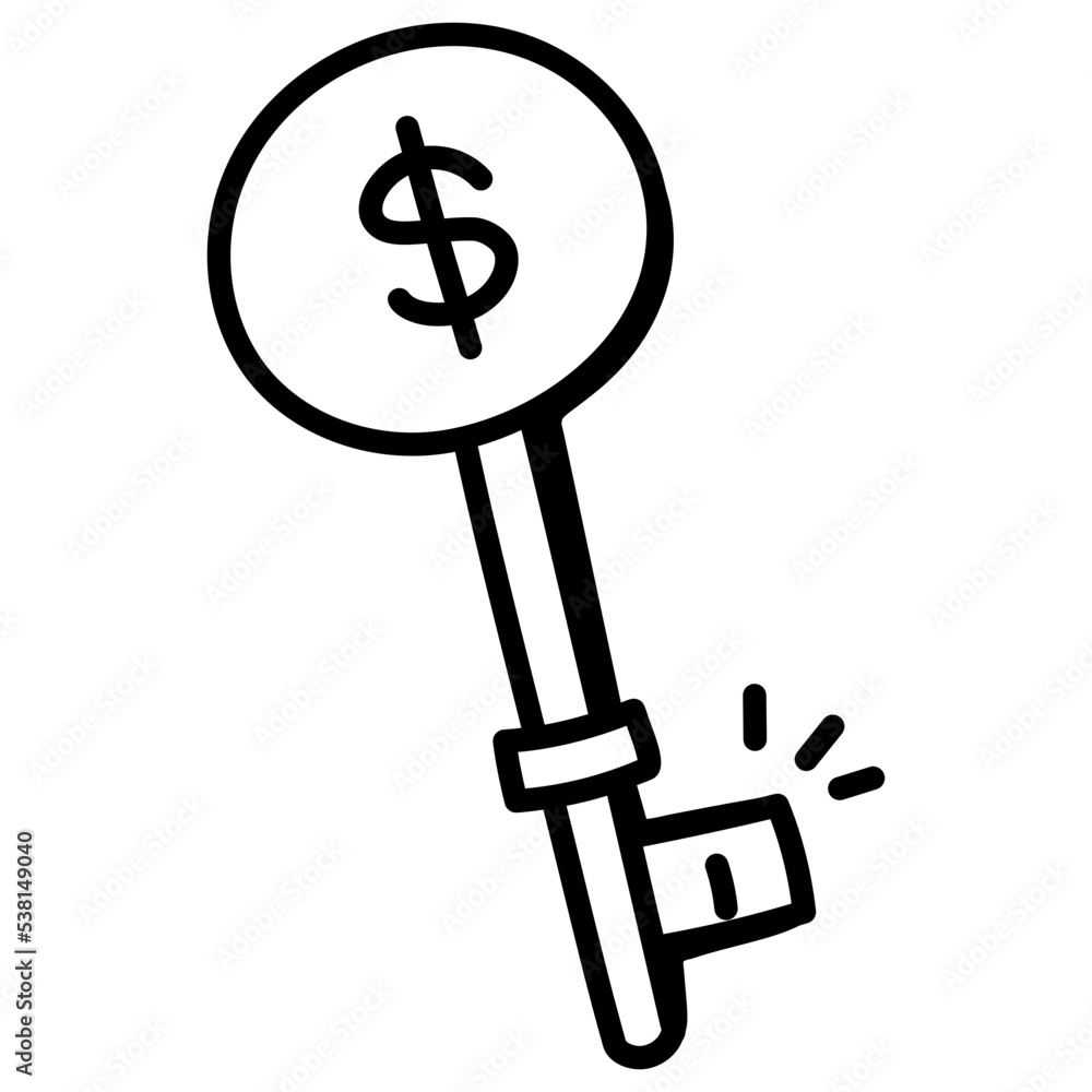 A handy doodle icon of business key A handy doodle icon of business key