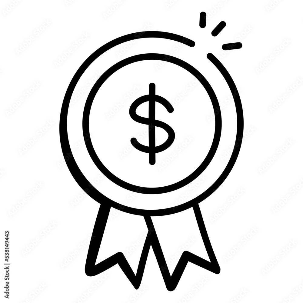An editable doodle icon of business reward An editable doodle icon of business reward