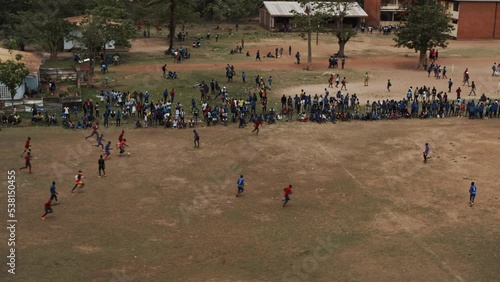 People are playing football in africa. Bangui, Central African Republic 