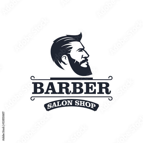 man barbershop vintage logo