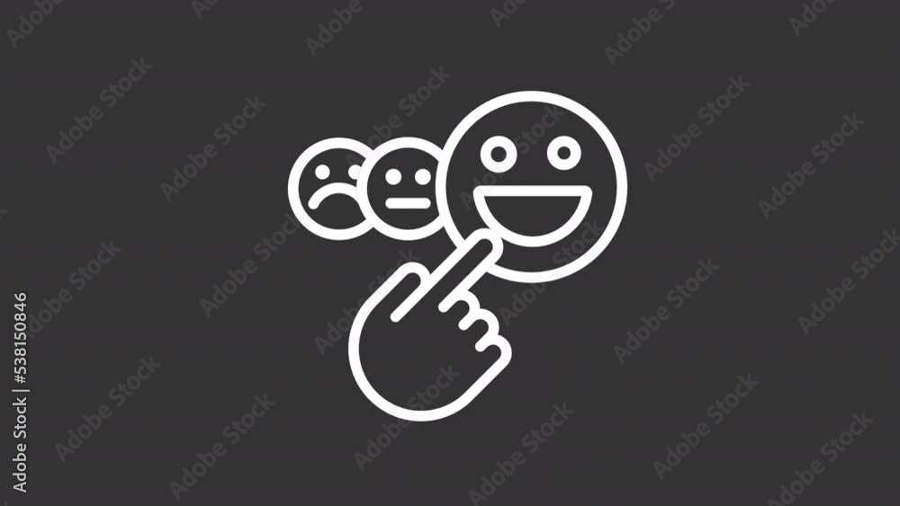 Animated contentment white line icon. Positive feedback. Satisfied ...