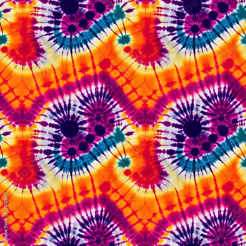Wallpaper Mural Colorful tie dye style seamless pattern. Hippie batik ornament background. Digital 3D illustration. Torontodigital.ca