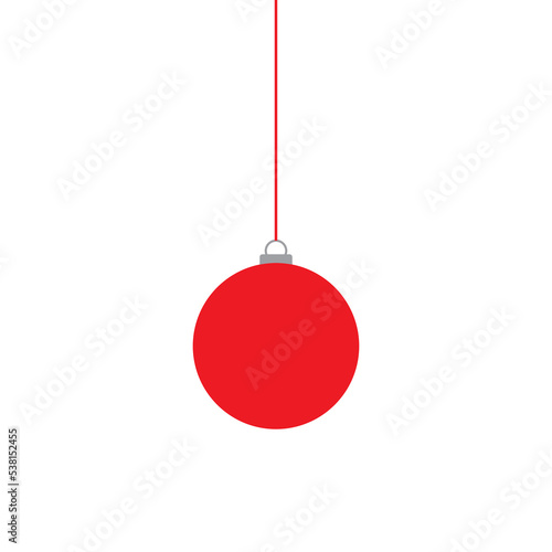 Julekugle / Red christmas ball, Vector illustration
