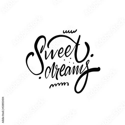 Sweet Dreams. Hand drawn black color calligraphy art. Vector illustration.