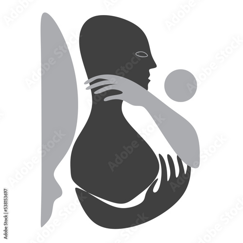 Abstract cubism.Surrealism. Trendy line art surreal face cubism modern art. Portrait in modern abstract style. Hand drawn vector illustration. 