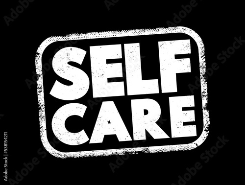 Self Care text stamp, health concept background