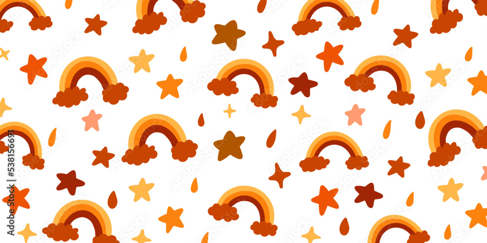 Abstract stars and rainbow in cute pattern design style for cartoon background and wallpaper Abstract stars and rainbow in cute pattern design style for cartoon background and wallpaper