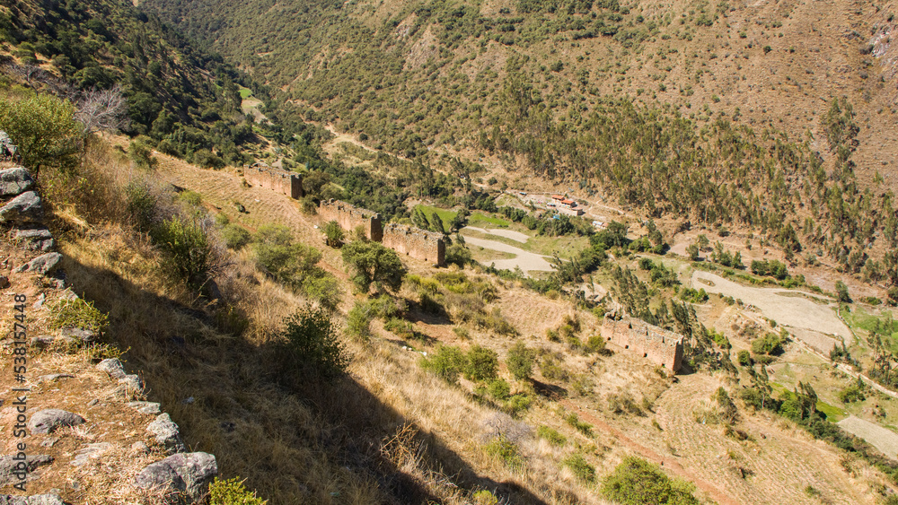 Naklejka premium Cusco andes mountains and river landscape, Peru