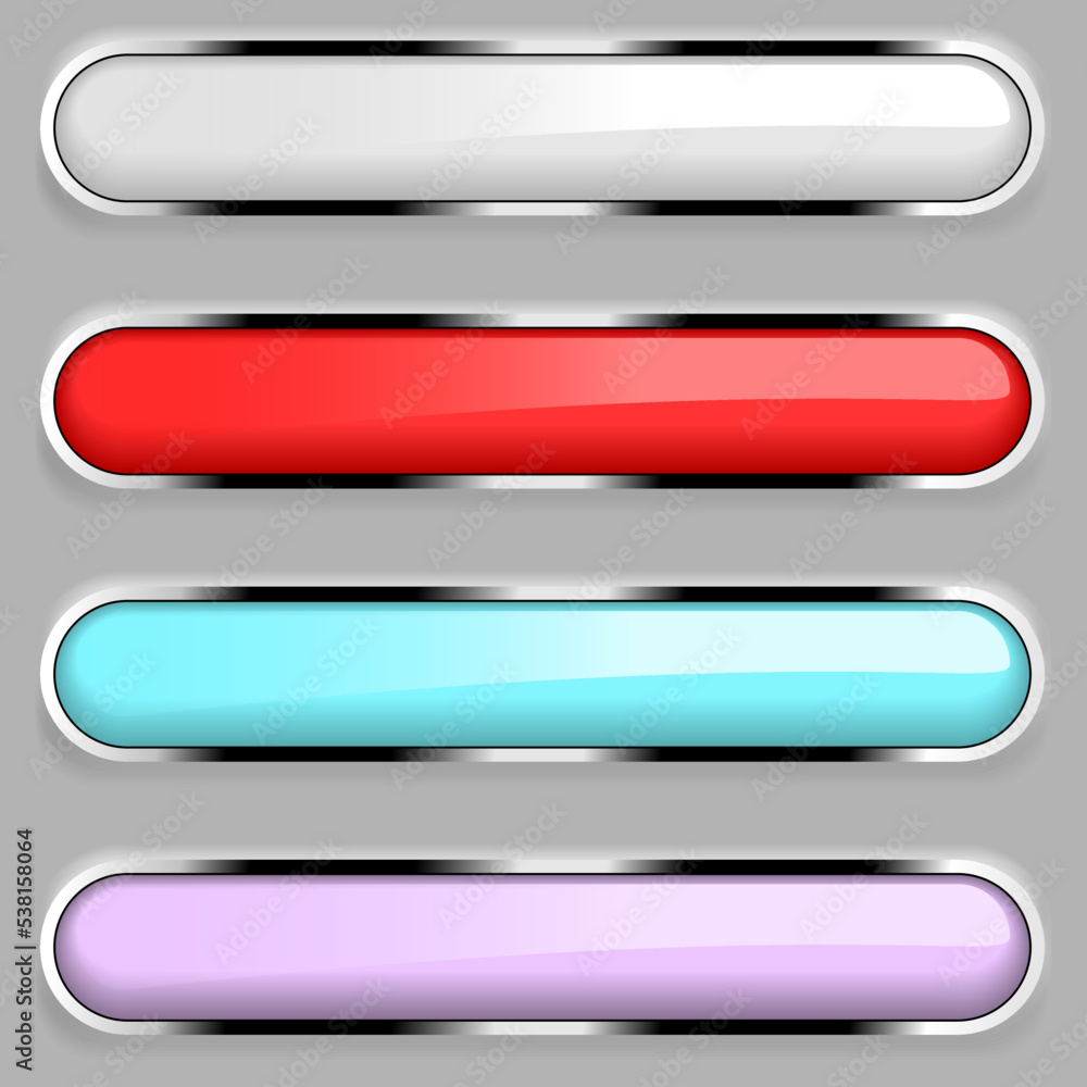 Rectangle buttons set with bold chrome frame Rectangle buttons set with bold chrome frame