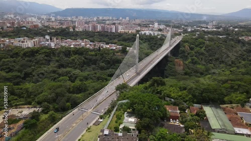 aerial view of viaduct or suspension bridge of bucaramanga, capital of Santander in Colombia photo