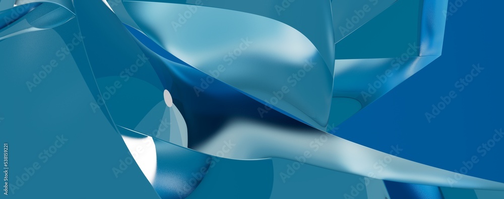 Obraz premium blue wave abstract background 3d rendering flat design style