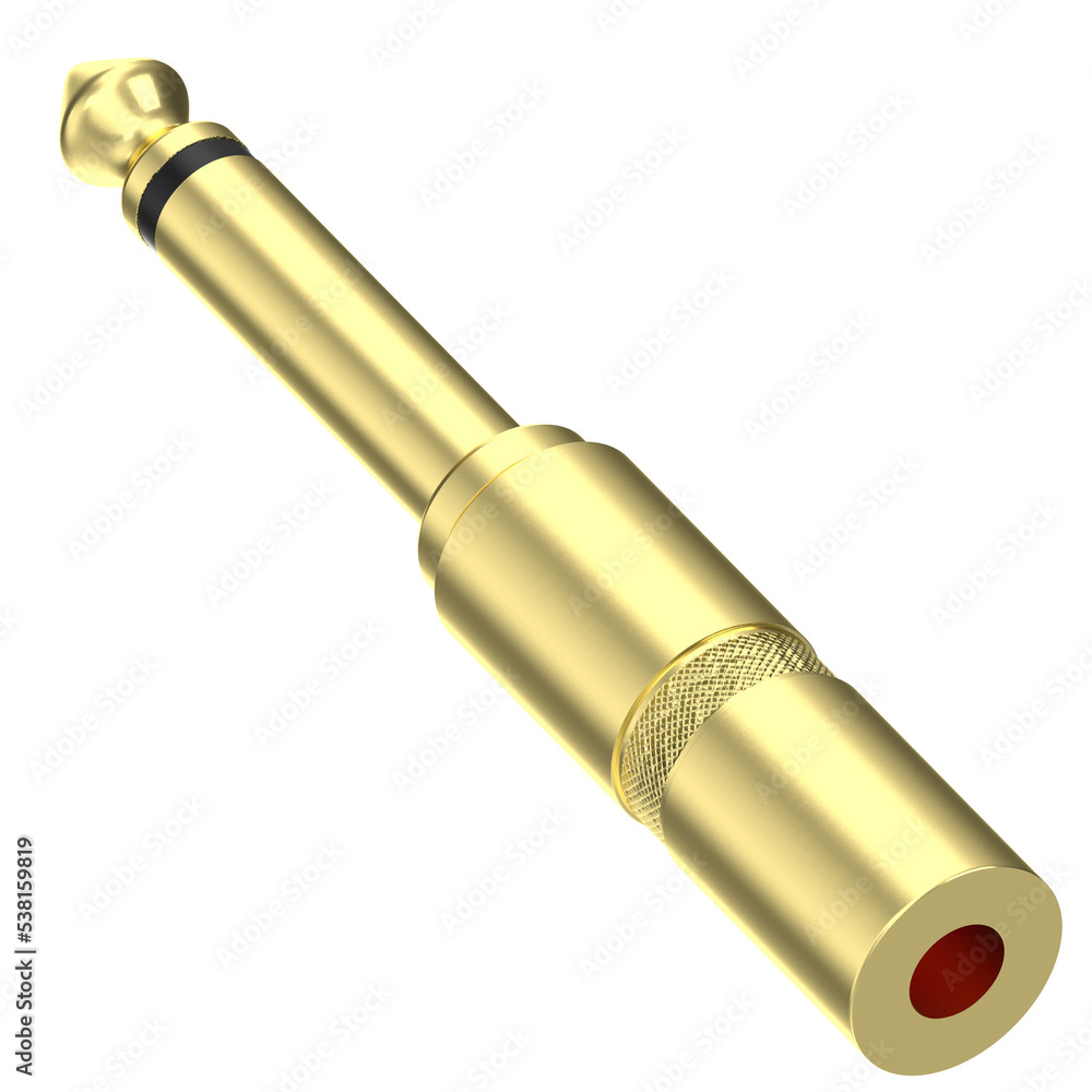 3d rendering illustration of a mono jack plug 3d rendering illustration of a mono jack plug
