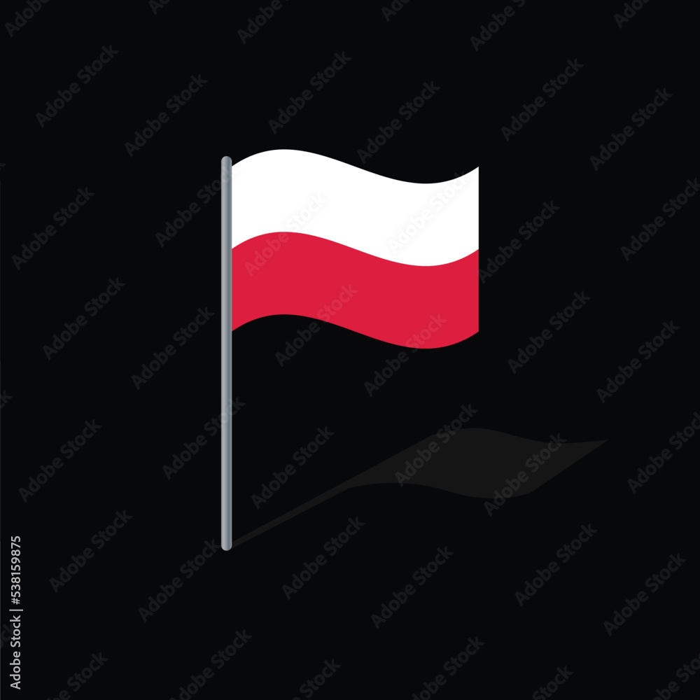 Polland flag on pole vector graphics Polland flag on pole vector graphics