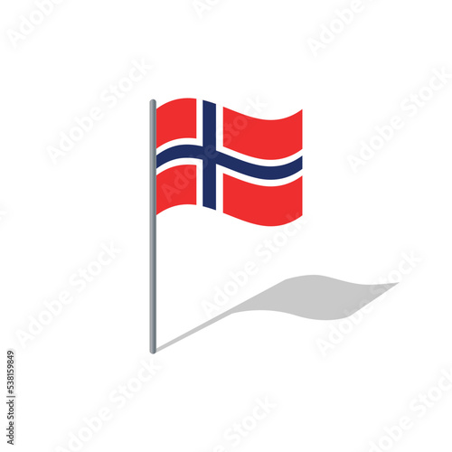 Norway flag on pole vector graphics