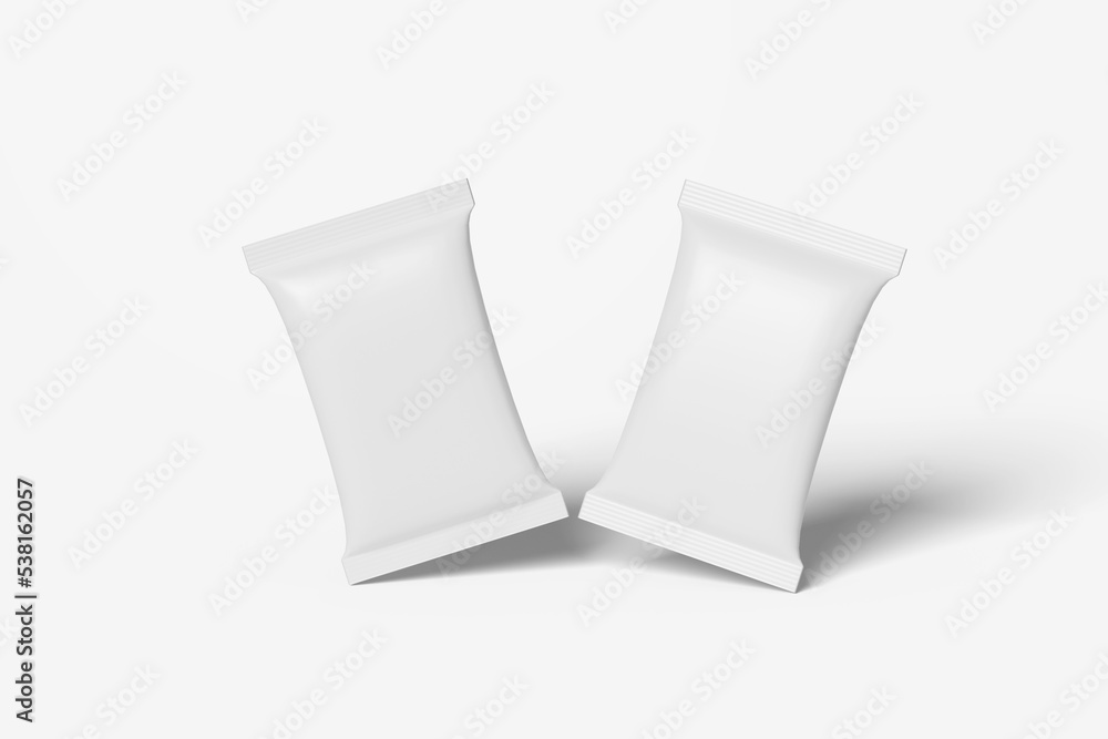 White Empty Food packaging Snack Sachet Bag 3D Illustration White Empty Food packaging Snack Sachet Bag 3D Illustration