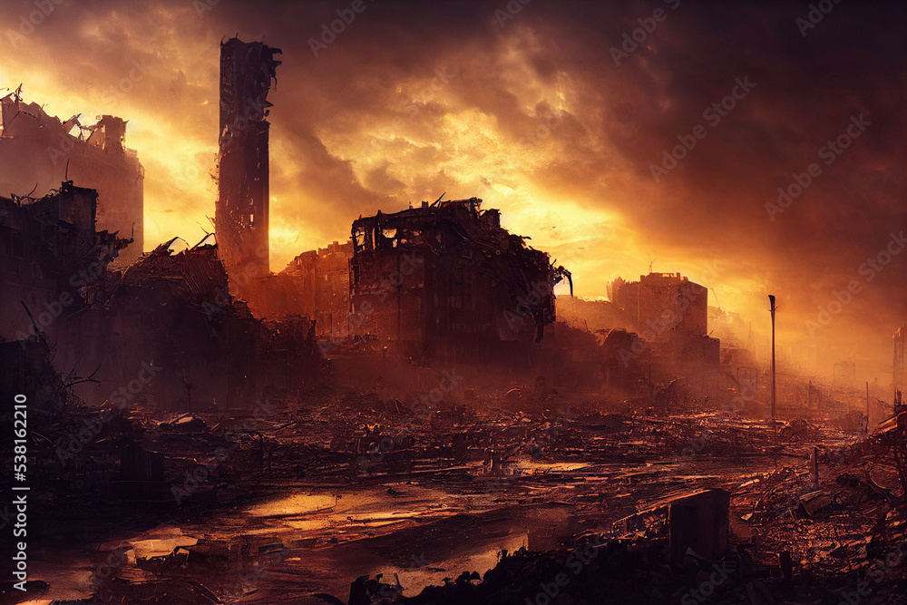 Fototapeta premium ruins of apocalyptic city