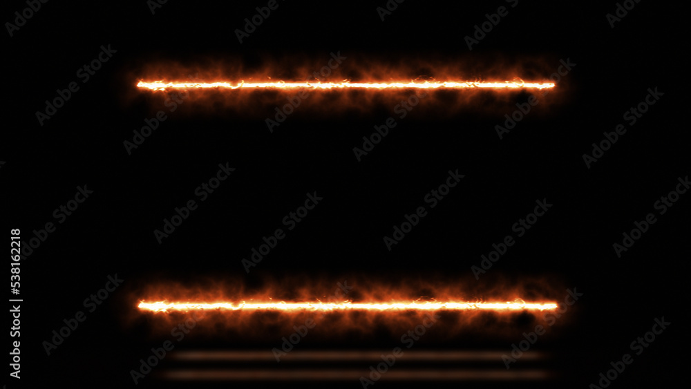 Naklejka premium Glowing fire lines on black background