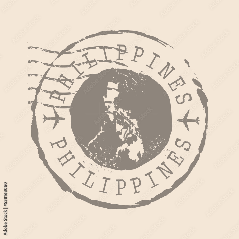 Obraz premium Stamp Postal of Philippines. Map Silhouette rubber Seal. Design Retro Travel. Seal of Map Philippines grunge for your design. EPS10